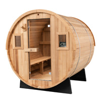 Barrel Outdoor Sauna - 6 Person with Harvia KIP 8kW Heater
