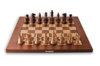 Millennium Supreme Tournament 55 Electronic Chess Board - full view of wooden board with pieces