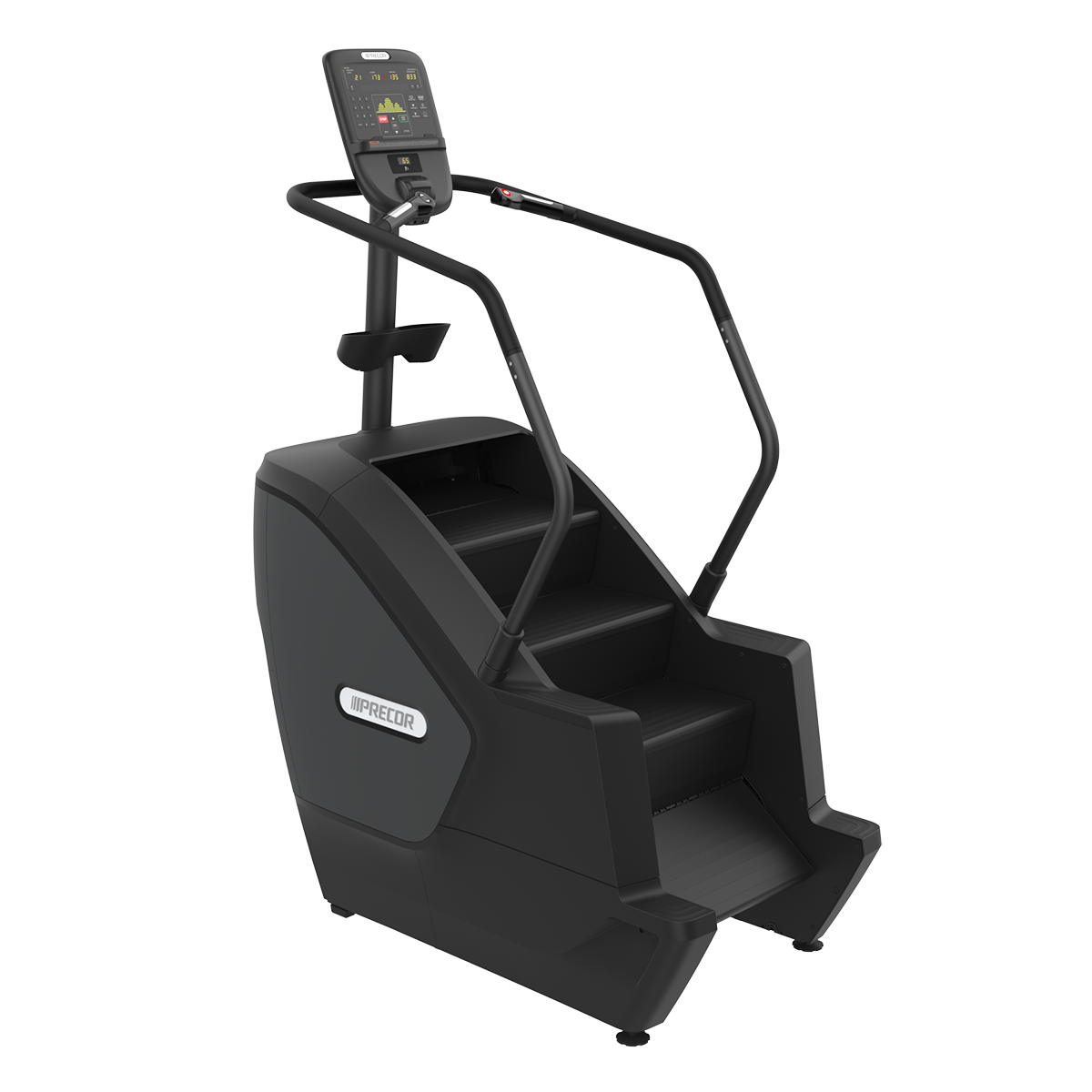Precor SCL 835 StairClimber in Black Pearl frame - commercial step machine full view