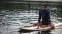 The Tremblant by Beau Lake - 11'6" rigid wooden stand-up paddleboard hero lifestyle shot