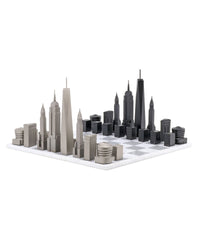 Chess Set Stainless Steel NEW YORK with Marble Hatch Board