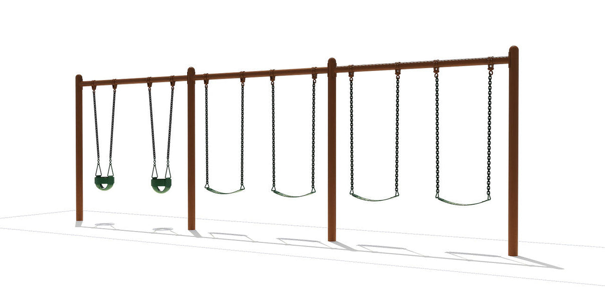 Playground Boss 5 inch Single Post Swing Frame 8ft 3 Bay - commercial swing structure for ages 2 to 12