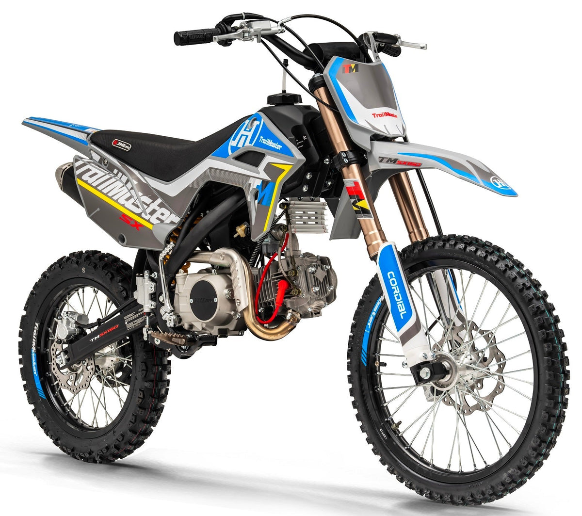 TrailMaster SX150 Pro Series Dirt Bike full side view - Electric Start, 4-Speed Manual, Dual Disc Brakes
