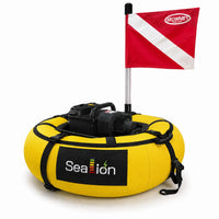 Brownie's Sea LiON battery-powered floating tankless dive system in black inner pan