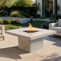 Cal Flame Sedona S301M modern outdoor gas fire pit lifestyle environment view