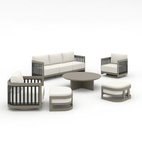 Sereno 6-Piece Swivel Aluminum Patio Conversation Set with Ottoman