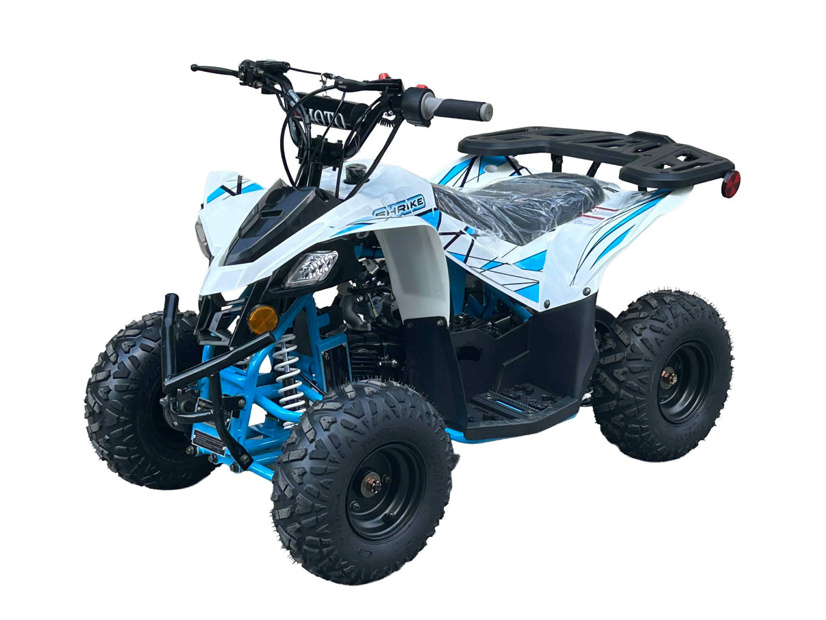 Apollo ATVs Shrike 110cc Youth ATV in Light Blue - front three-quarter view