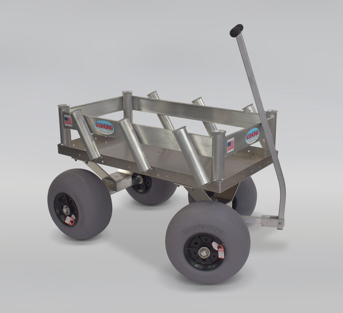 Kahuna Sidekick Beach and Fishing Wagon - side angle view showing rod holders