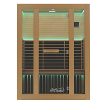 Cal Saunas Solara-4 4 Person Infrared Sauna - isometric view showing full interior bench seating and carbon heaters