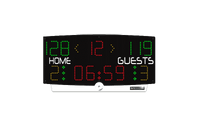 Stramatel Multitop portable scoreboard with integrated basketball 3x3 shot clocks - full unit view