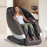 Human Touch Super Novo 2.0 Massage Chair Espresso in-room lifestyle photo with model