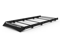 Flatline Van Co. Transit 148" Mid Roof Low Pro Roof Rack with Light Bar Fairing - front three-quarter view