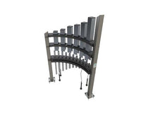Freenotes Titan Tines outdoor park chimes with surface mount - full product render showing dual arc tuning fork arrangement