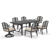 Tamarin Patio Retangular Dining Table With 4 Dining Armless Chairs and 2 Swivel Chairs