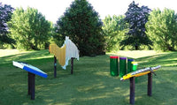 Freenotes Deluxe Ensemble outdoor musical instruments set in a park