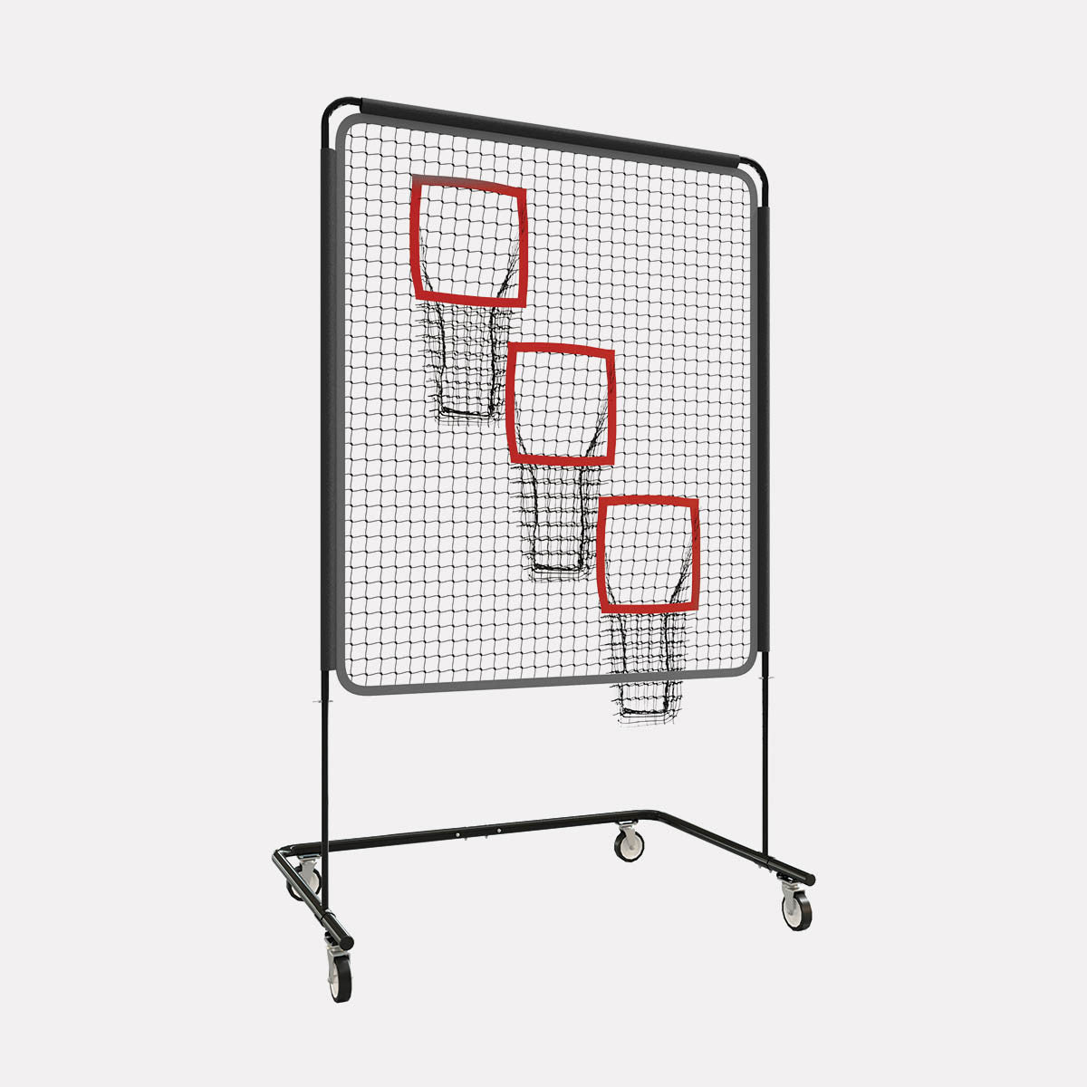 Rogers Athletic Three Pocket QB Net with adjustable metal frame and casters