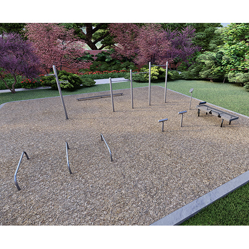ActionFit Traditional Course 2.0 six-station outdoor fitness course layout