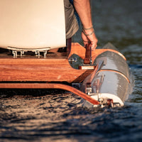 Beau Lake St. Tropez Pedal Boat - detail view of gelcoat seating and marine varnish finish