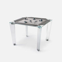 Impatia Tuttuno Classic multi-game table - angle view with leather and glass detail