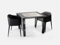 Impatia Tuttuno Dark luxury multi-game table - smoked glass frame full view