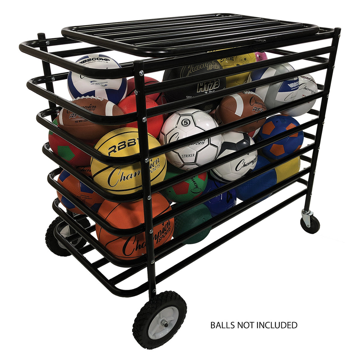 Champion Sports Ultimate Lockable Ball Locker - 45L x 24W x 39H black powder-coated steel with lockable lid and wheels