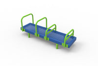 ActionFit Bench Dip Station installed outdoors - dip bars and seat detail