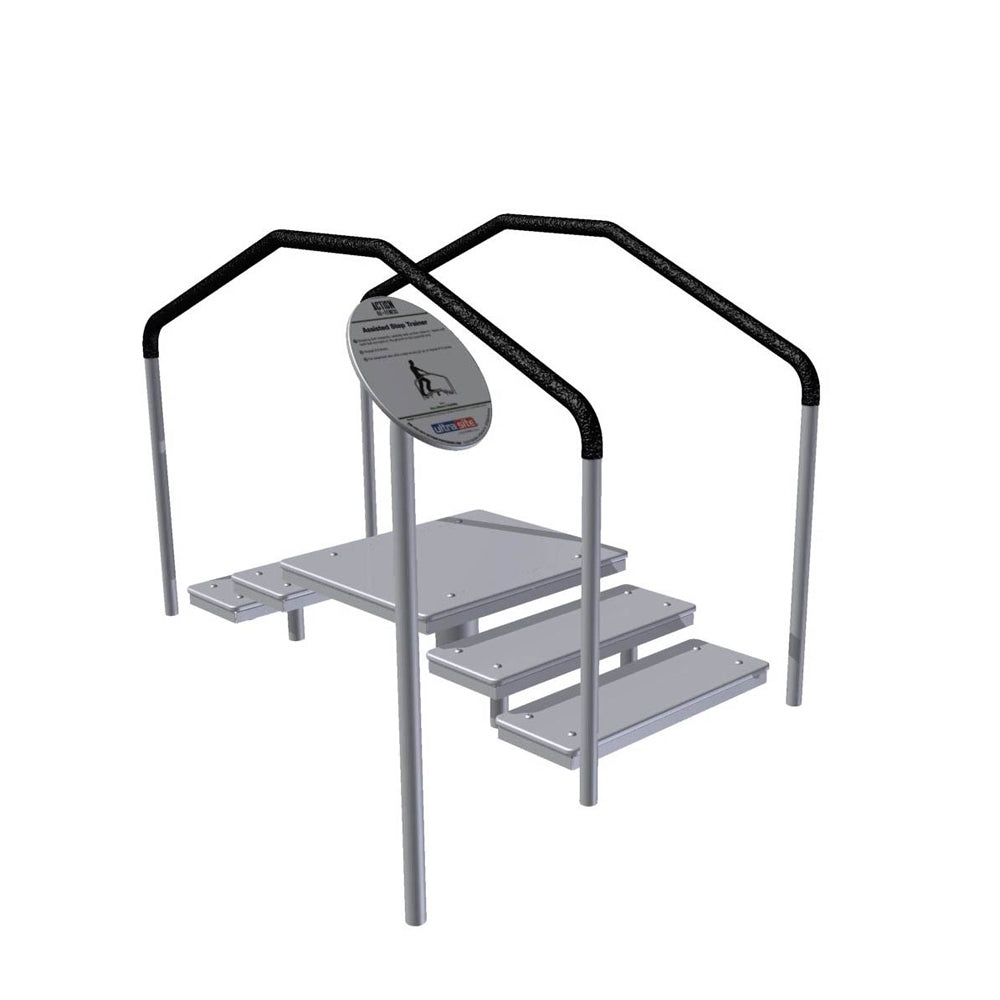 ActionFit Assisted Step Trainer outdoor fitness station with handrails and step surface