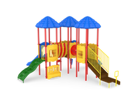 UltraPlay Cumberland Gap three-deck commercial playground structure front view