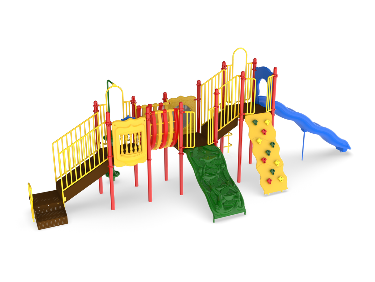 UltraPlay Felix playground structure full view - commercial Row Series play structure