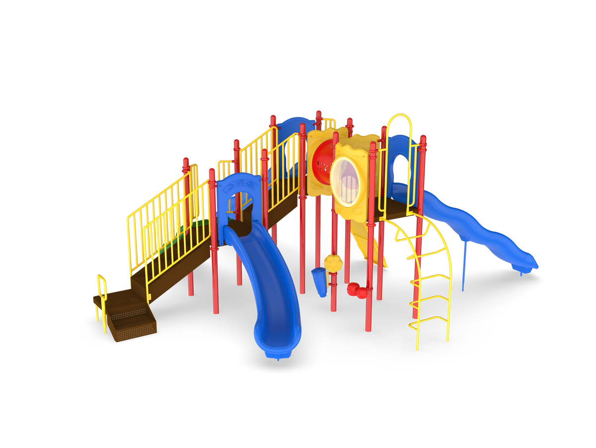 UltraPlay Boulder Point commercial playground structure - full view, Playful color