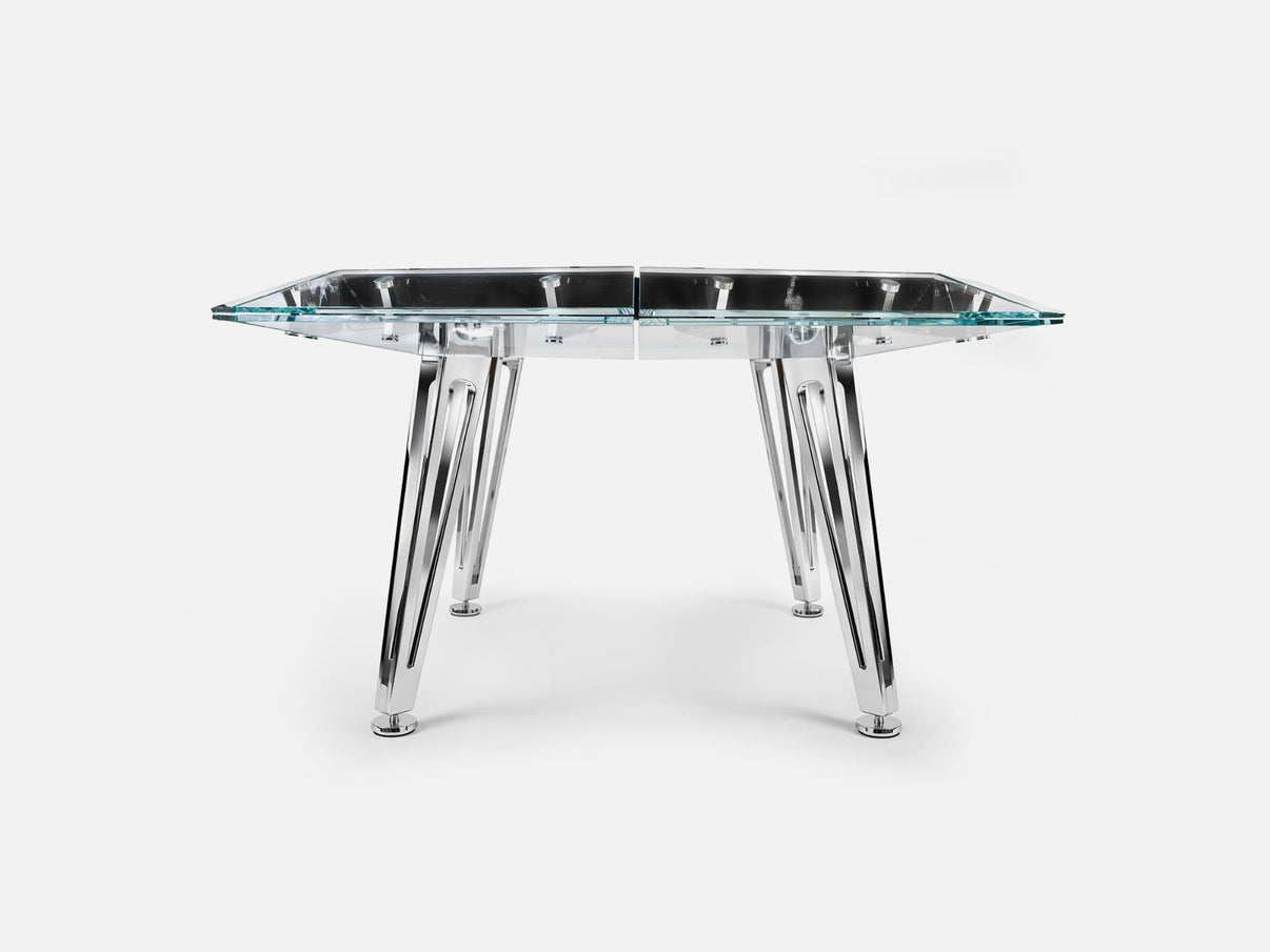 Impatia Unootto Marble card table 8-player version with Italian marble and glass frame