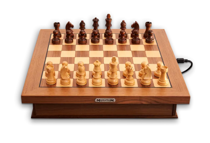 Millennium Exclusive Luxe Edition Chess E-Board on Luxe Cabinet pedestal - front view
