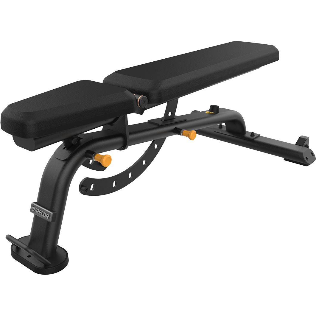 Precor Vitality VBR6117 Flat Incline Decline Bench with Black Pearl frame and black upholstery