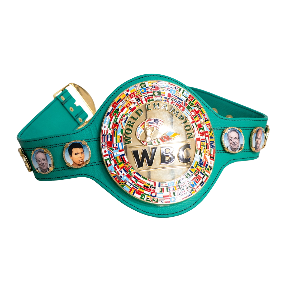 Cleto Reyes WBC Replica Championship Belt - Official Green Leather Belt with Gold-Coated Metal Plates