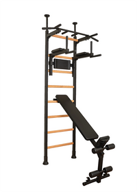BenchK 523 Wall Mounted Gymnastic Wall Bars with Workout Bench and Pull-Up Bar