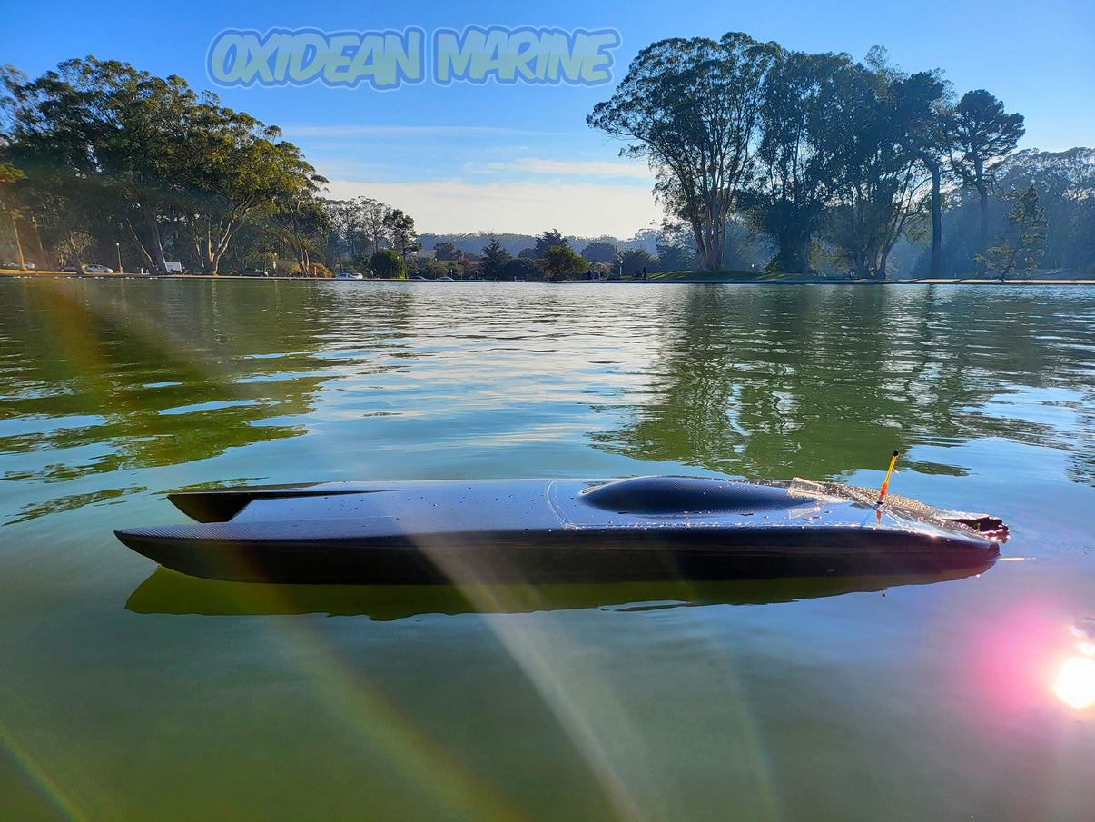 Oxidean Marine THE BEAST 45 inch Twin Cat RTR RC Boat full carbon fiber hull - hero shot