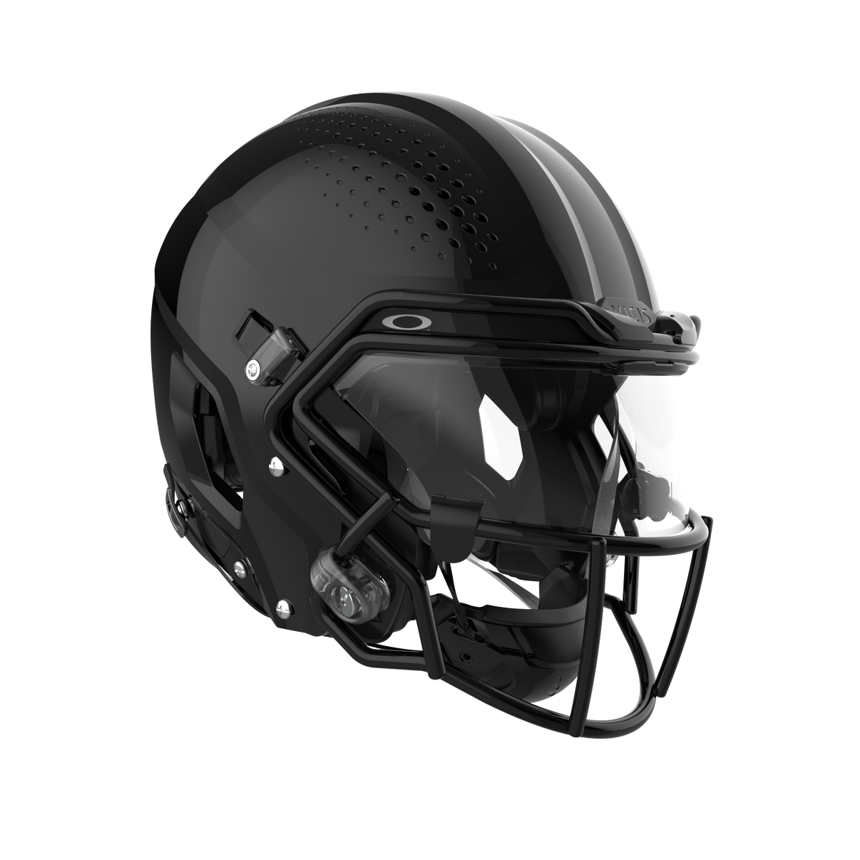 VICIS ZERO2 QB Elite Helmet in Molded Gloss Black with Titanium SO-212 Facemask and Clear Oakley Edge Visor