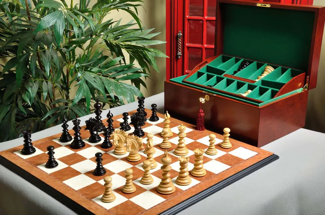 Savano Series chess King piece showing English leather basepad with HOS logo embossing