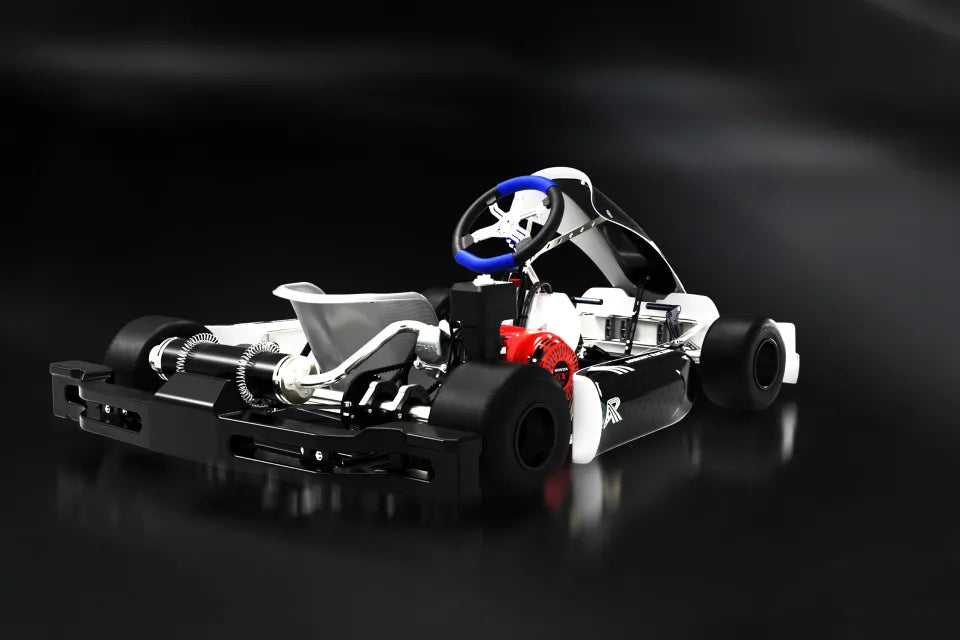 Arrowy Racing GR 1 adult competitive go-kart front three-quarter view