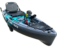 Reel Yaks - 9.5ft Raptor Modular Fin Drive Pedal Fishing Kayak | 380lbs Capacity | 2 Piece