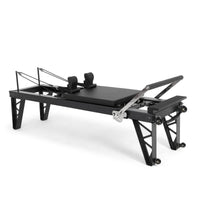 Elina Pilates Aluminum Reformer HL4 - full view, black anodized aluminum frame