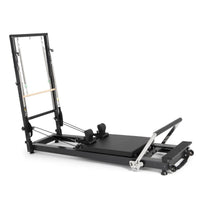 Elina Pilates Aluminum HL 1 Reformer with Tower - full view in black anodized aluminum