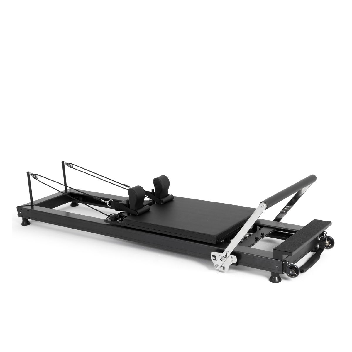 Elina Pilates Aluminum HL1 Reformer - full view in black anodized aluminum
