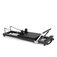 Elina Pilates Aluminum HL1 Reformer - full view in black anodized aluminum