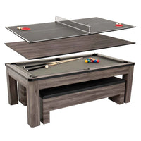 Atomic Hampton 3-In-1 Combo Game Table w/ Billiards + Ping Pong + Dining
