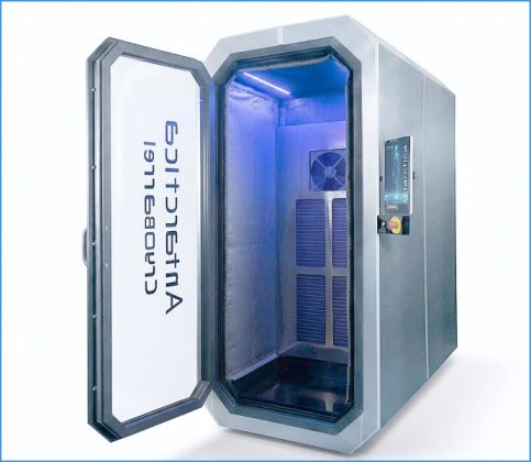 Antarctica Barrel cryotherapy chamber with open door view