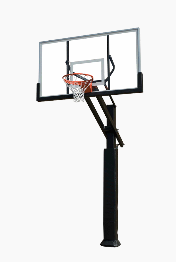 PW Athletic 1590 Complete Basketball System with 6-inch square post, 42x72 acrylic backboard, and breakaway rim