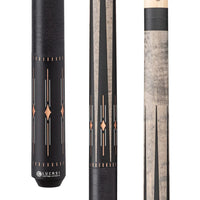 Lucasi Hybrid Matte Grey Wash/Charcoal Birdseye & White/Rose Gold Inlays Cue with Black Linen Wrap