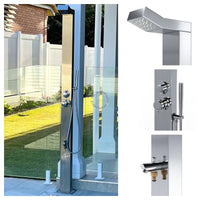 No Worries Showers Bondi Silver ADA 316L Marine Grade Stainless Steel Outdoor Pool Shower Rinse-Off Shower