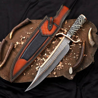 12-Inch Copper Damascus Alamo Bowie Knife - Musso-Style Collector Blade